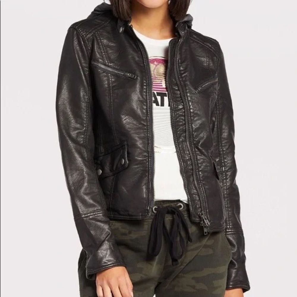 Anthropologie We The Free Black Vegan Leather Moto Jacket XS